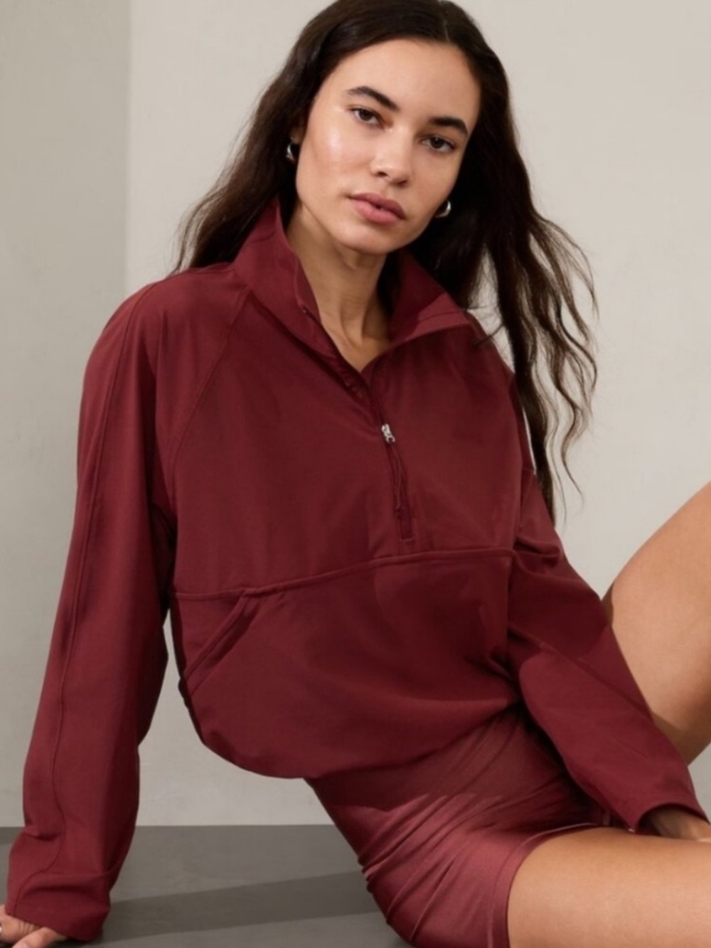 Athleta Dawn 1/2 Zip Popover In Redwood Size Small